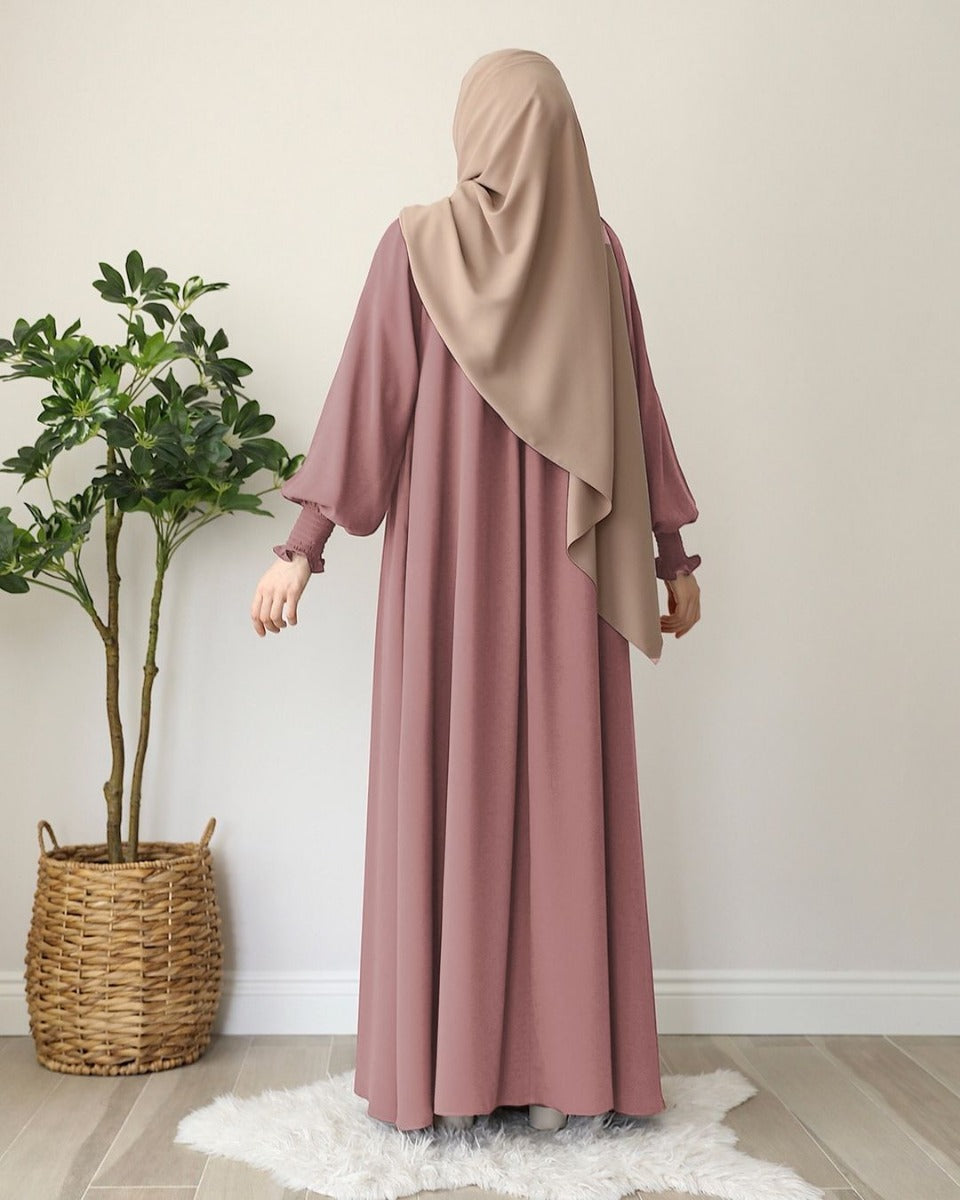 Turkish Style Front-Open Abaya with Full Zipper