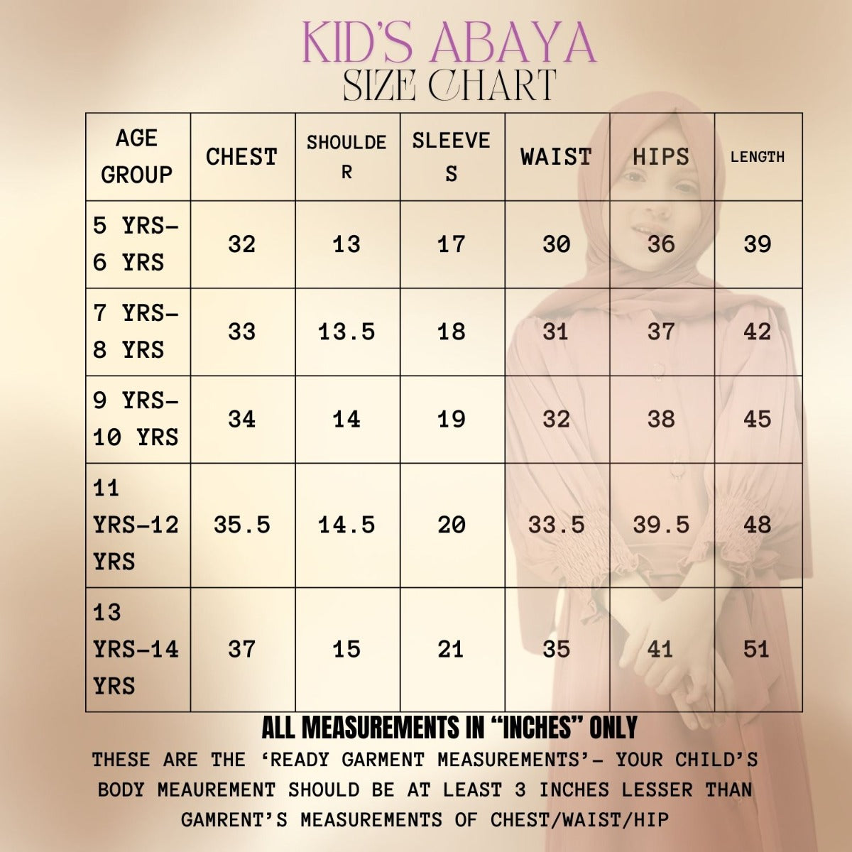 Elegant Front-Open Georgette Abaya for Kids