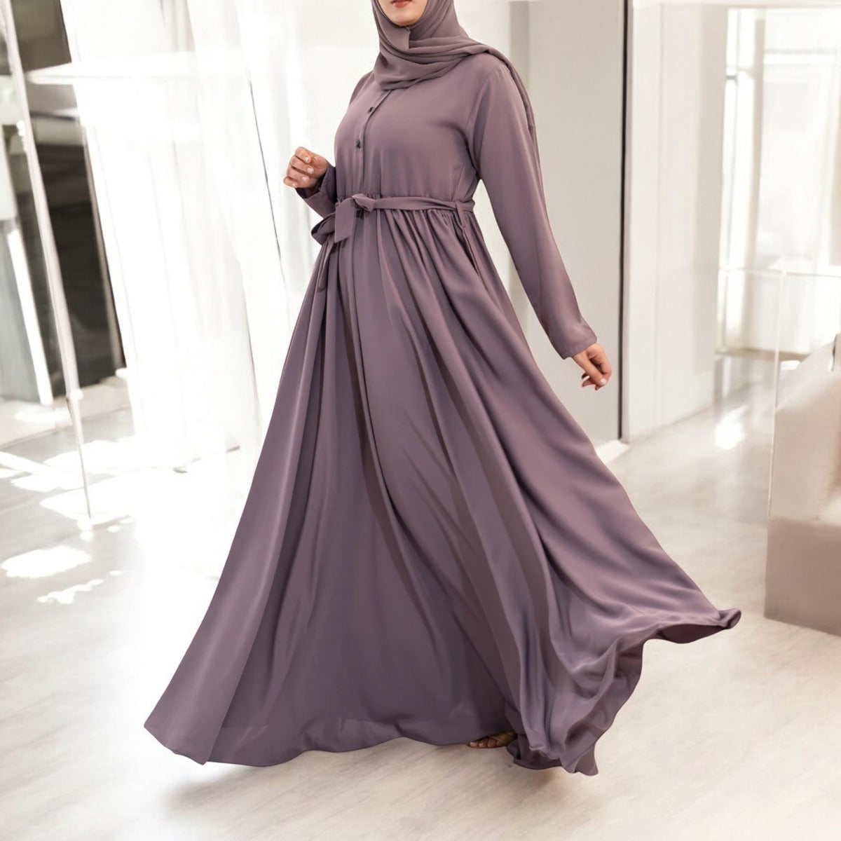 Stylish Umbrella Flare Abaya with Matching Hijab