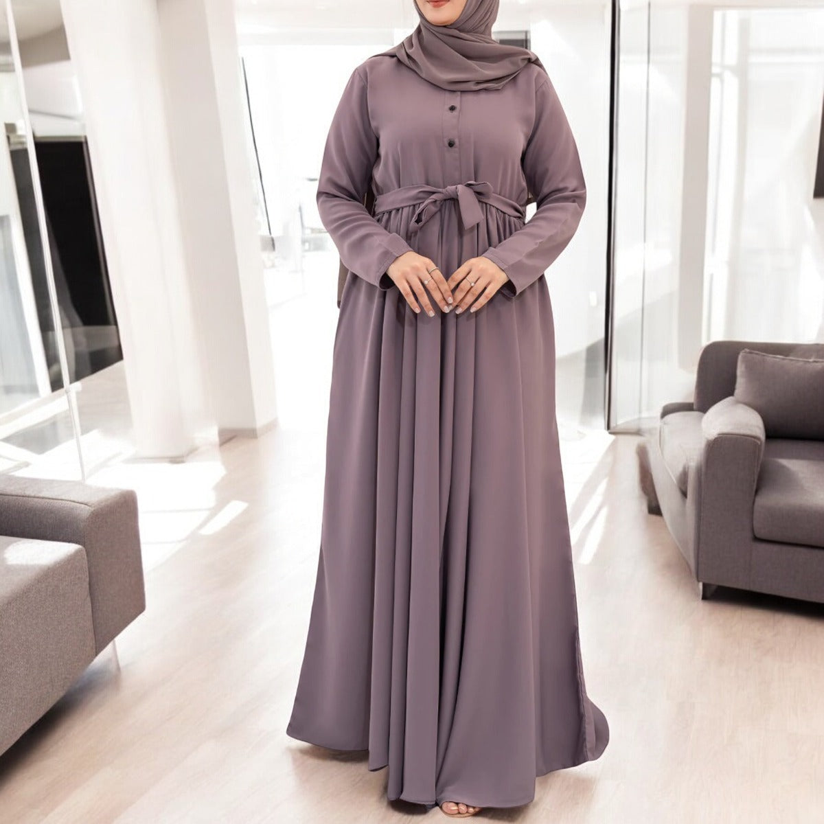Stylish Umbrella Flare Abaya with Matching Hijab