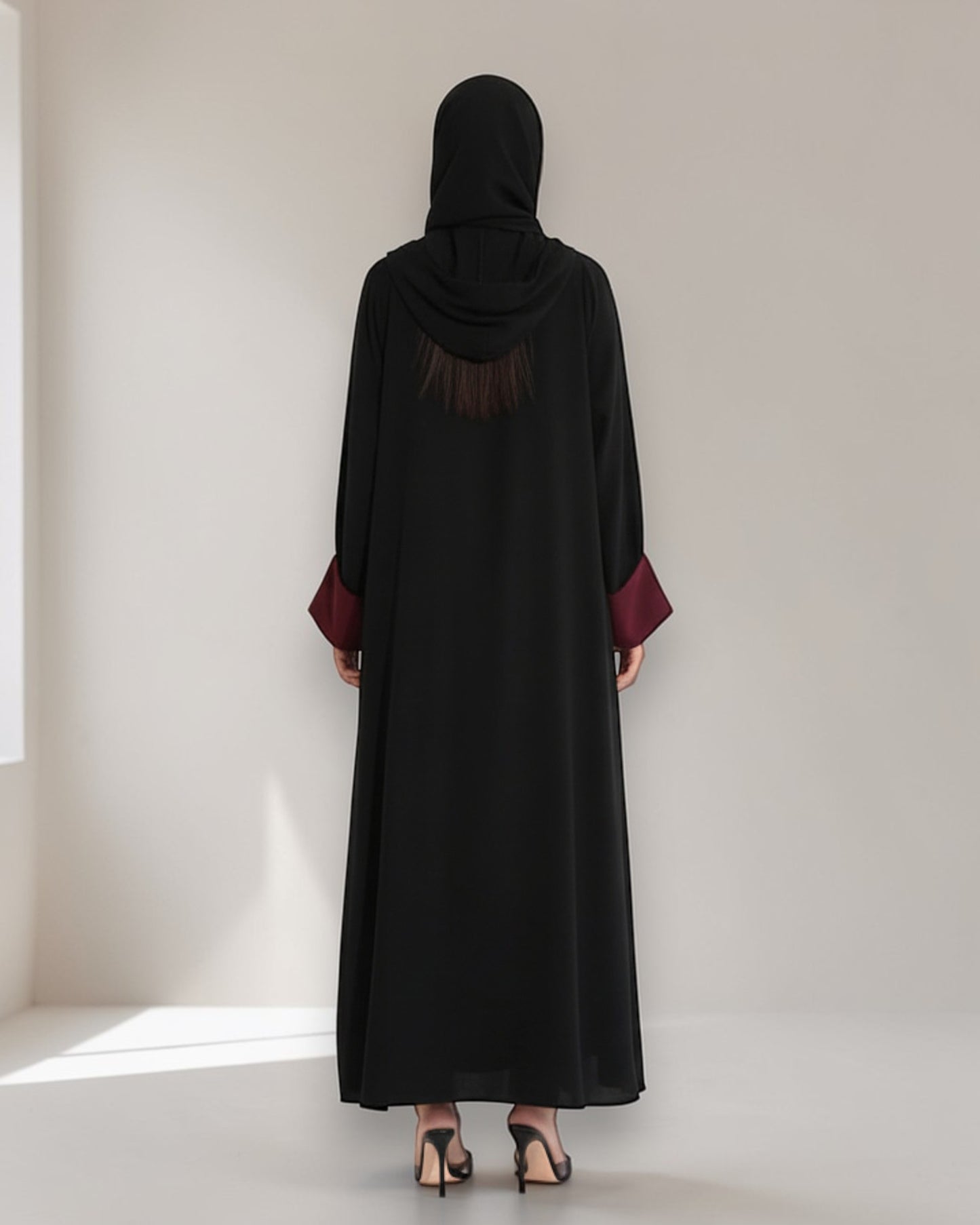 Elegant Double-Breasted Coat Style Mahram-Abaya with Lapel Collar
