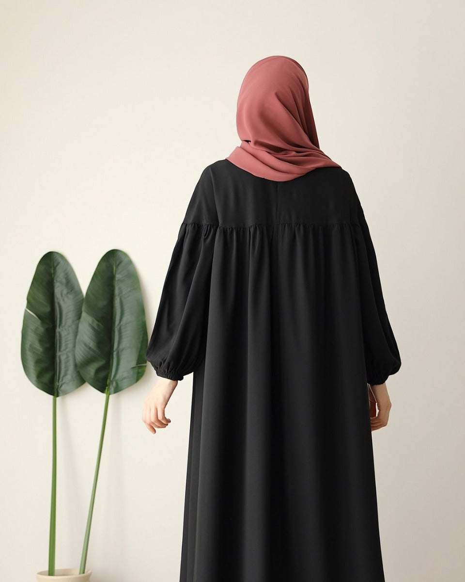Designer Turkish Style Abaya with Bustline Gathers