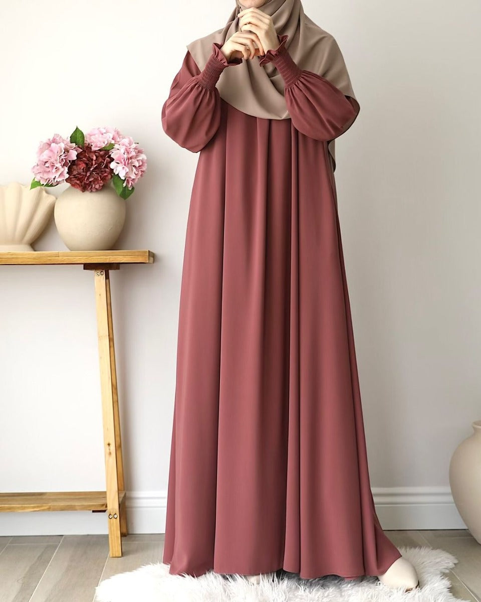 Designer Turkish Style Abaya with Gathered Neckline