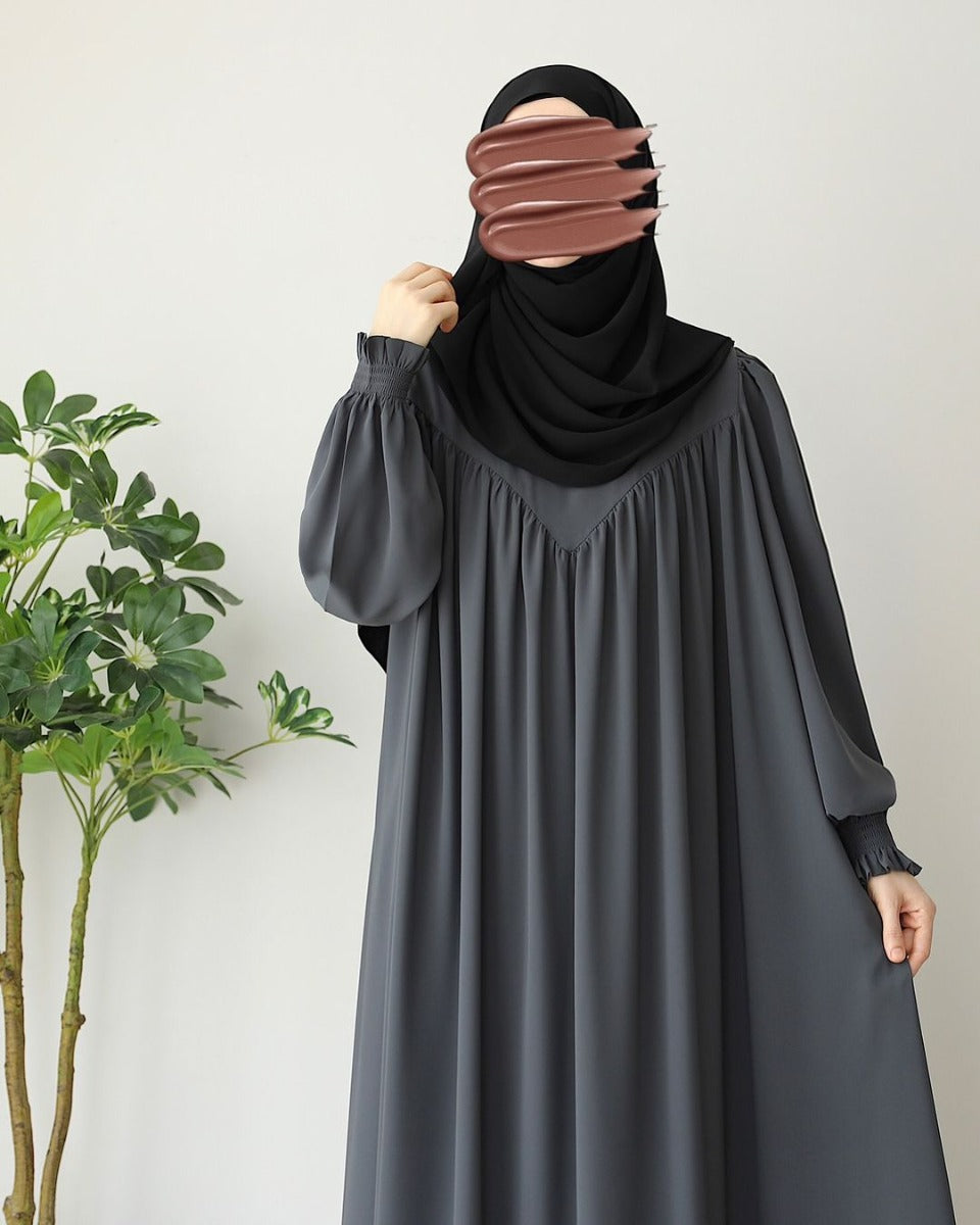 Designer Turkish Style Abaya with V-Shaped Gather