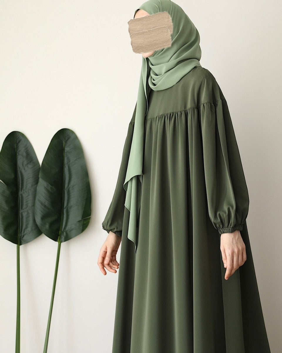 Designer Turkish Style Abaya with Bustline Gathers