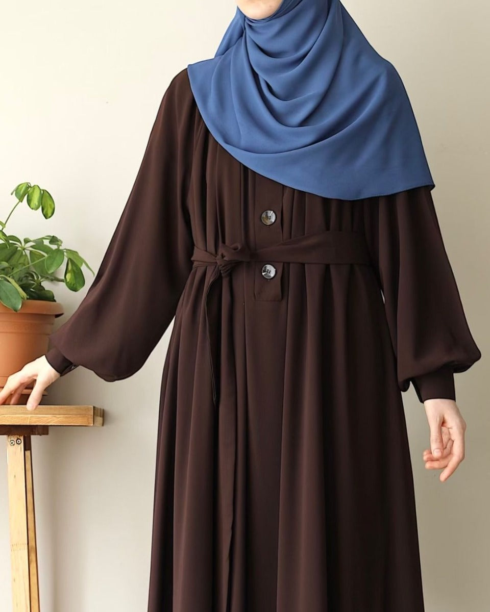 Turkish Style Closed Abaya with Balloon Sleeves