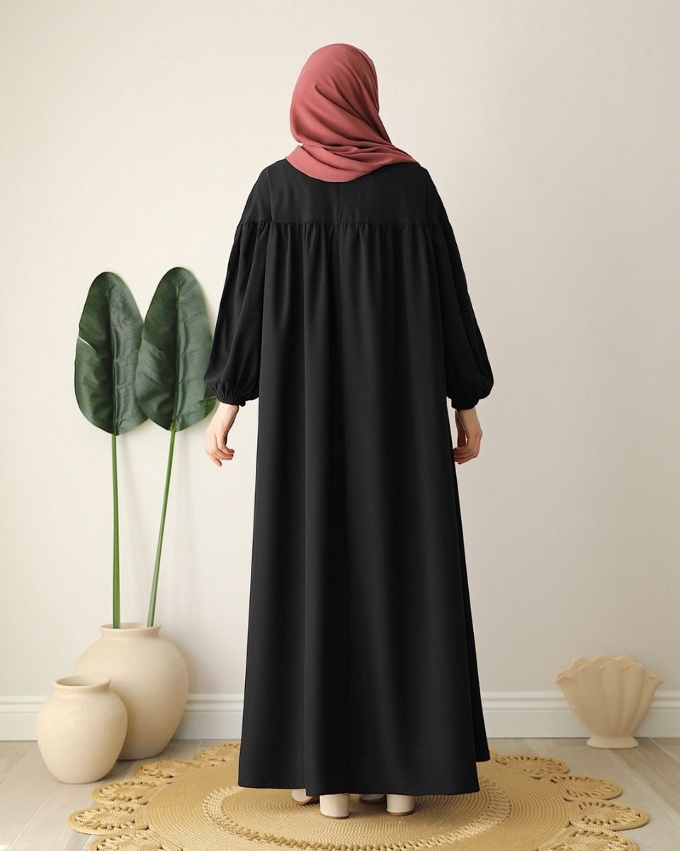 Designer Turkish Style Abaya with Bustline Gathers