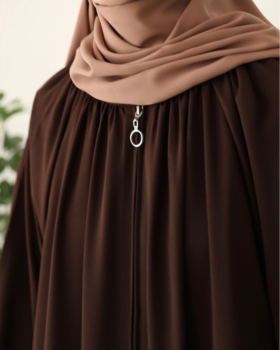Turkish Style Front-Open Abaya with Full Zipper