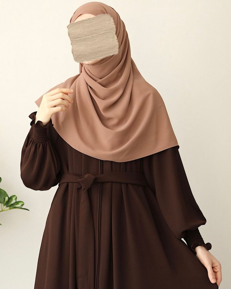 Turkish Style Front-Open Abaya with Full Zipper