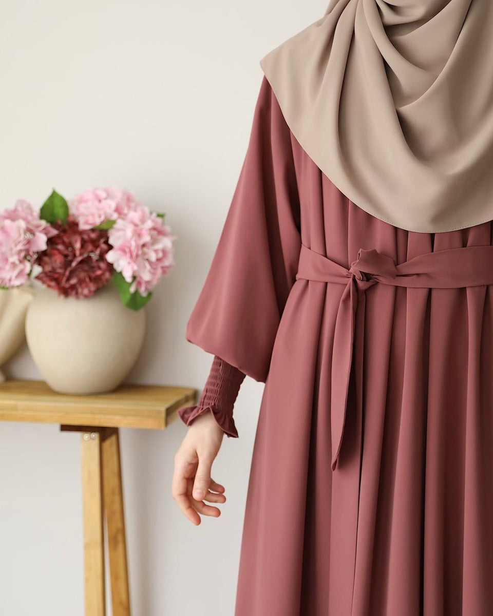 Designer Turkish Style Abaya with Gathered Neckline