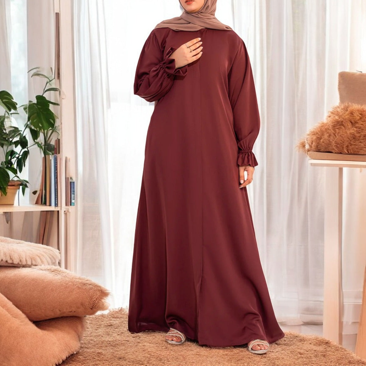 Elegant Flared Abaya with Matching Hijab