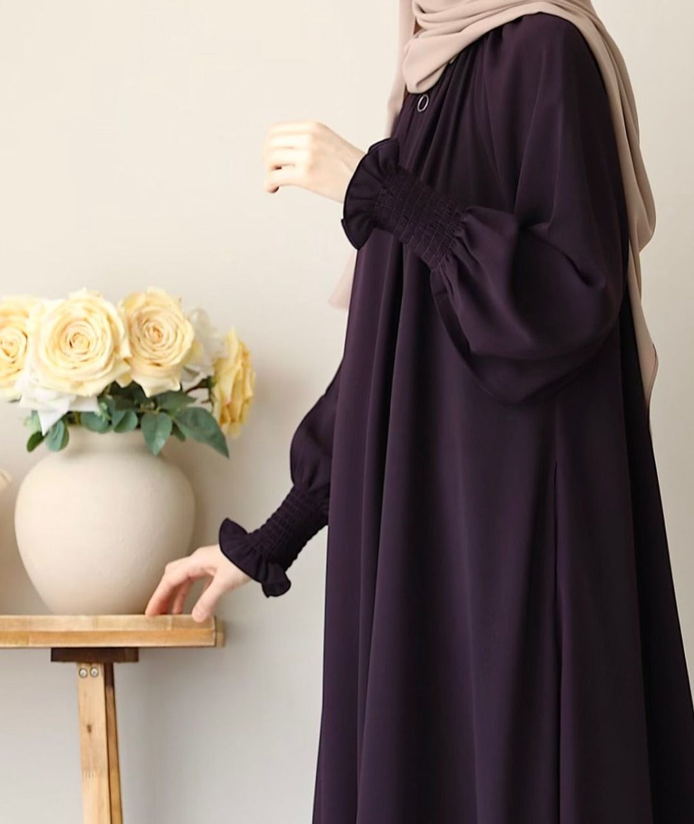 Turkish Style Front-Open Abaya with Full Zipper