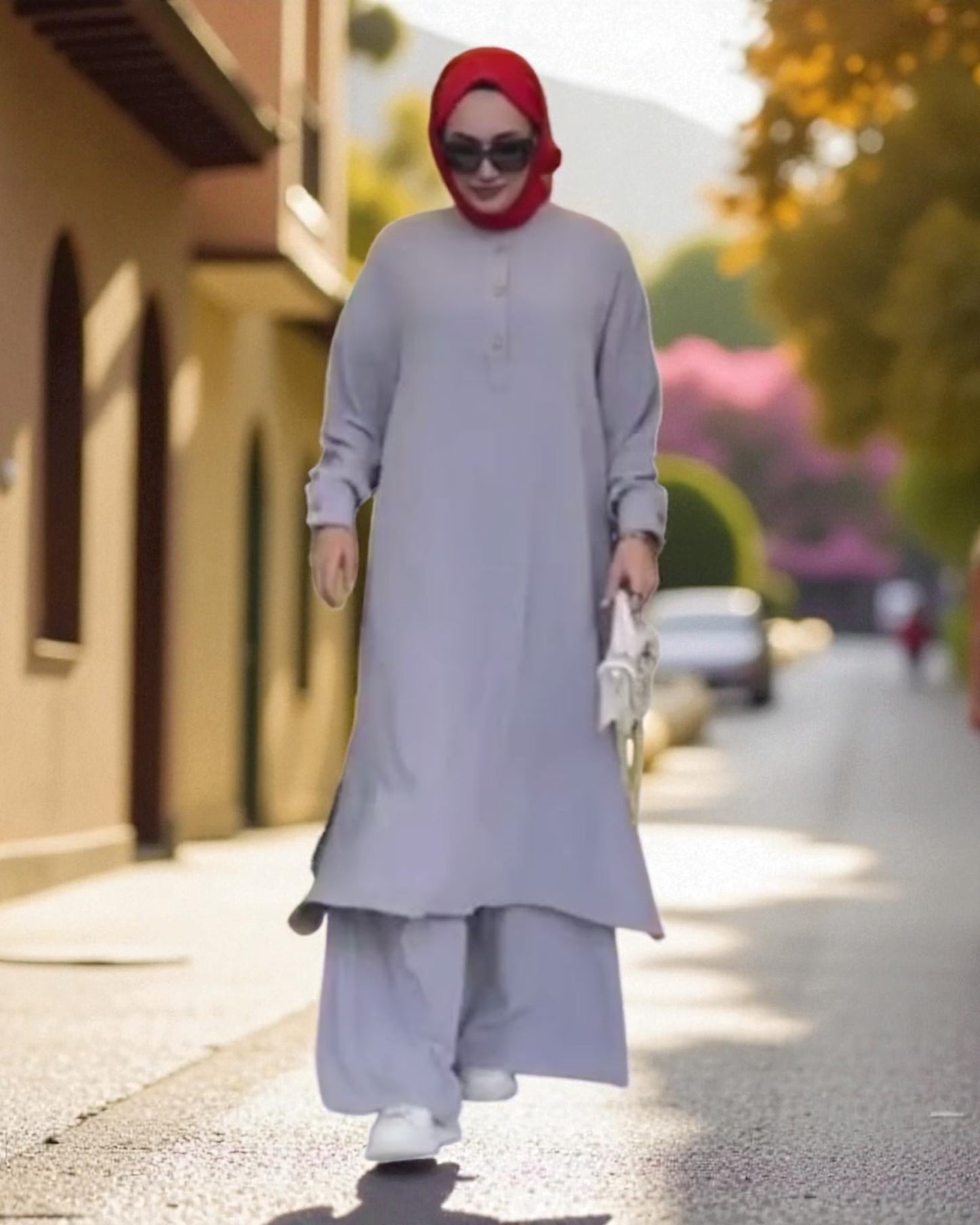 Co-ord Abaya Set for Women Ð Firdaus Fabric with Wide Palazzo & Tunic