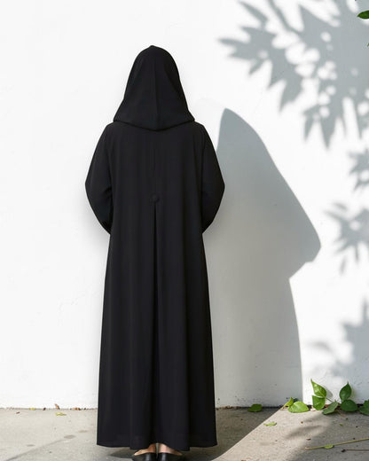 Minimal Grace Black Burqa Abaya in Pure Prada Fabric with Designer Sleeves
