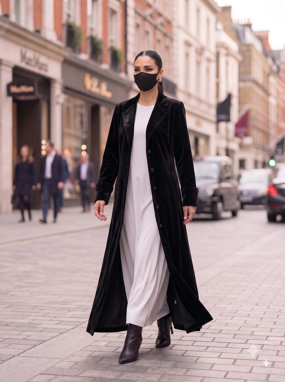 Tailored Long Velvet Abaya Coat