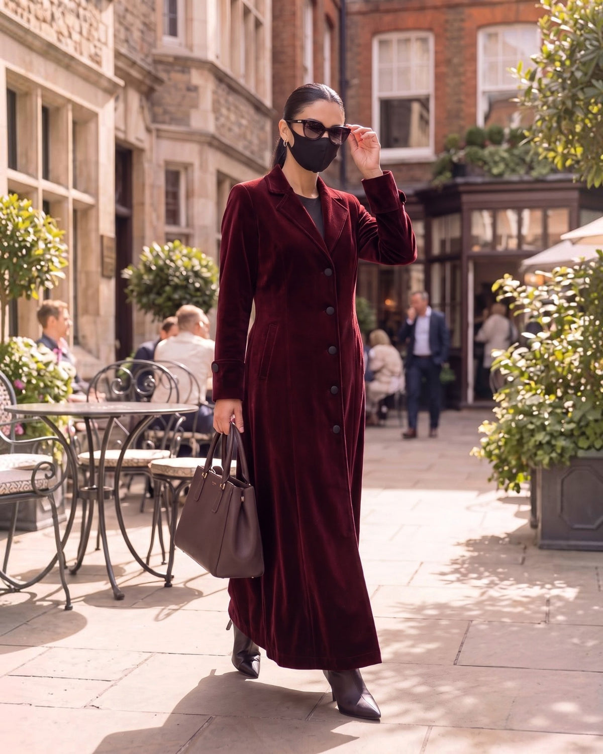 Structured Velvet Abaya Coat with Tailored Lapels