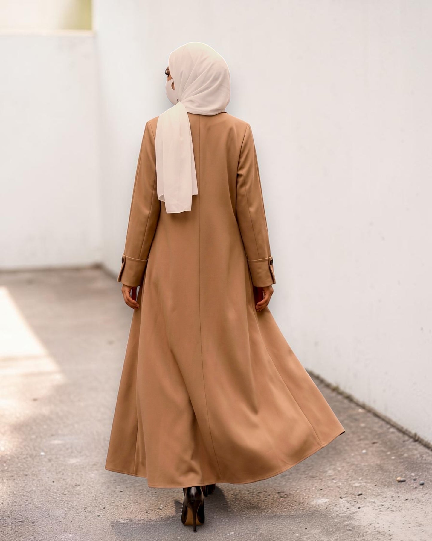 Abaya style long coat without Lining | Free Matching Hijab