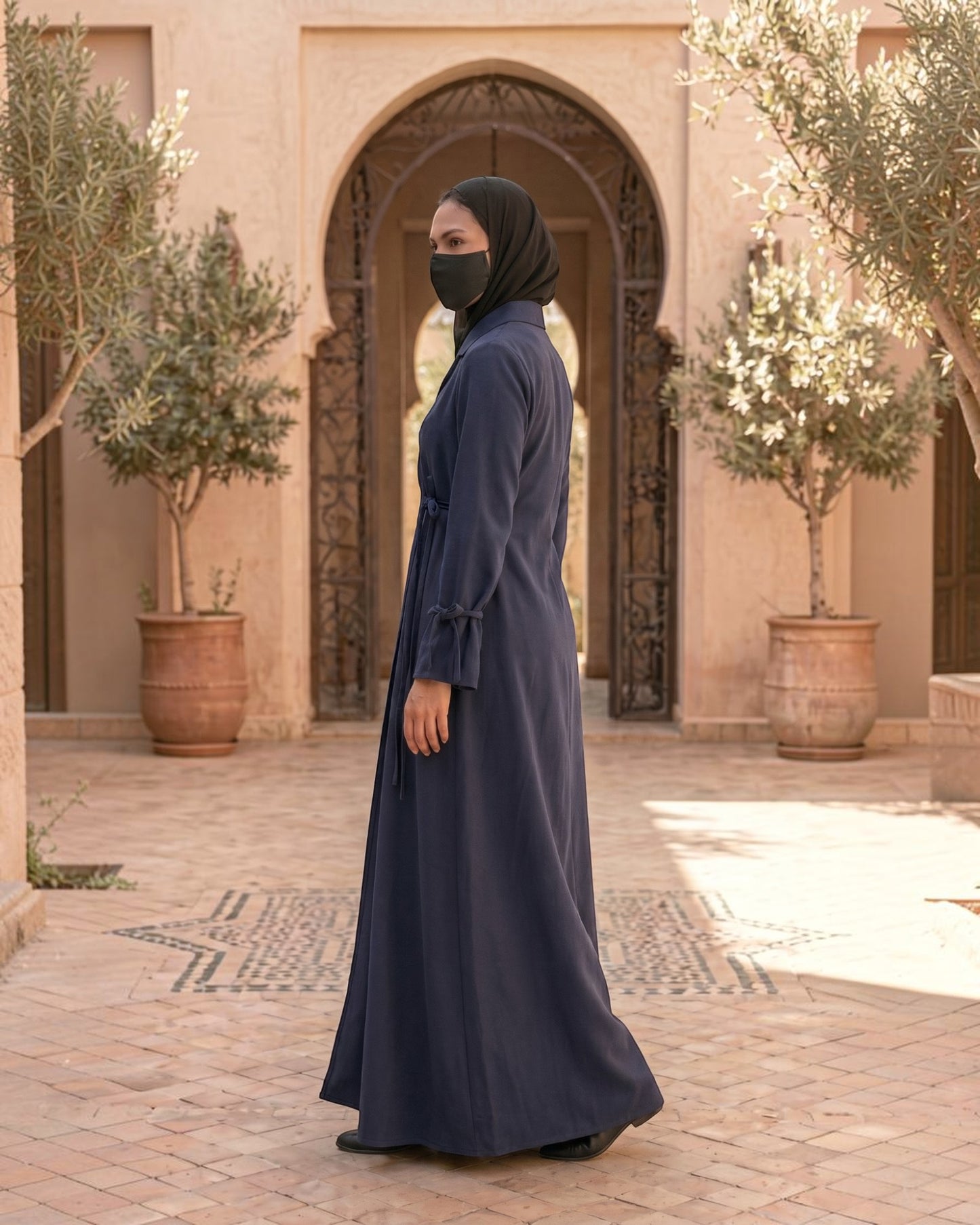 Designer Coat Abaya in Angrakha Style with Tie Ribbons