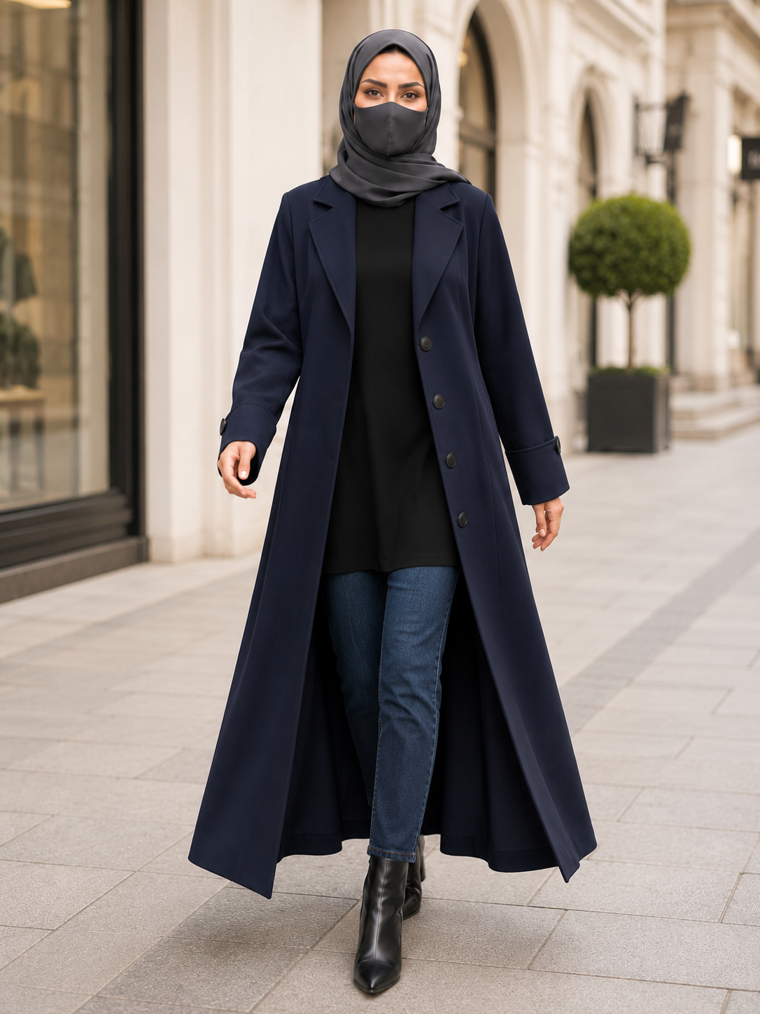 Premium Abaya style Coat without Lining | Free Matching Hijab