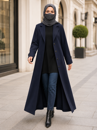 Premium Abaya style Coat without Lining | Free Matching Hijab