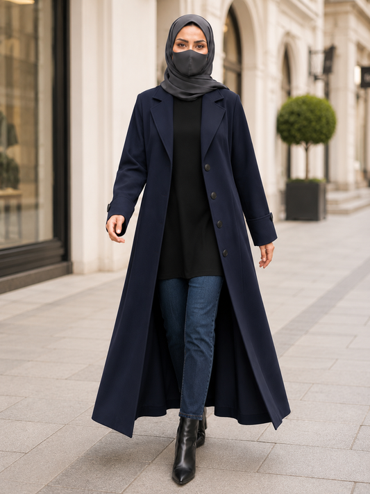 Premium Abaya style Coat without Lining | Free Matching Hijab