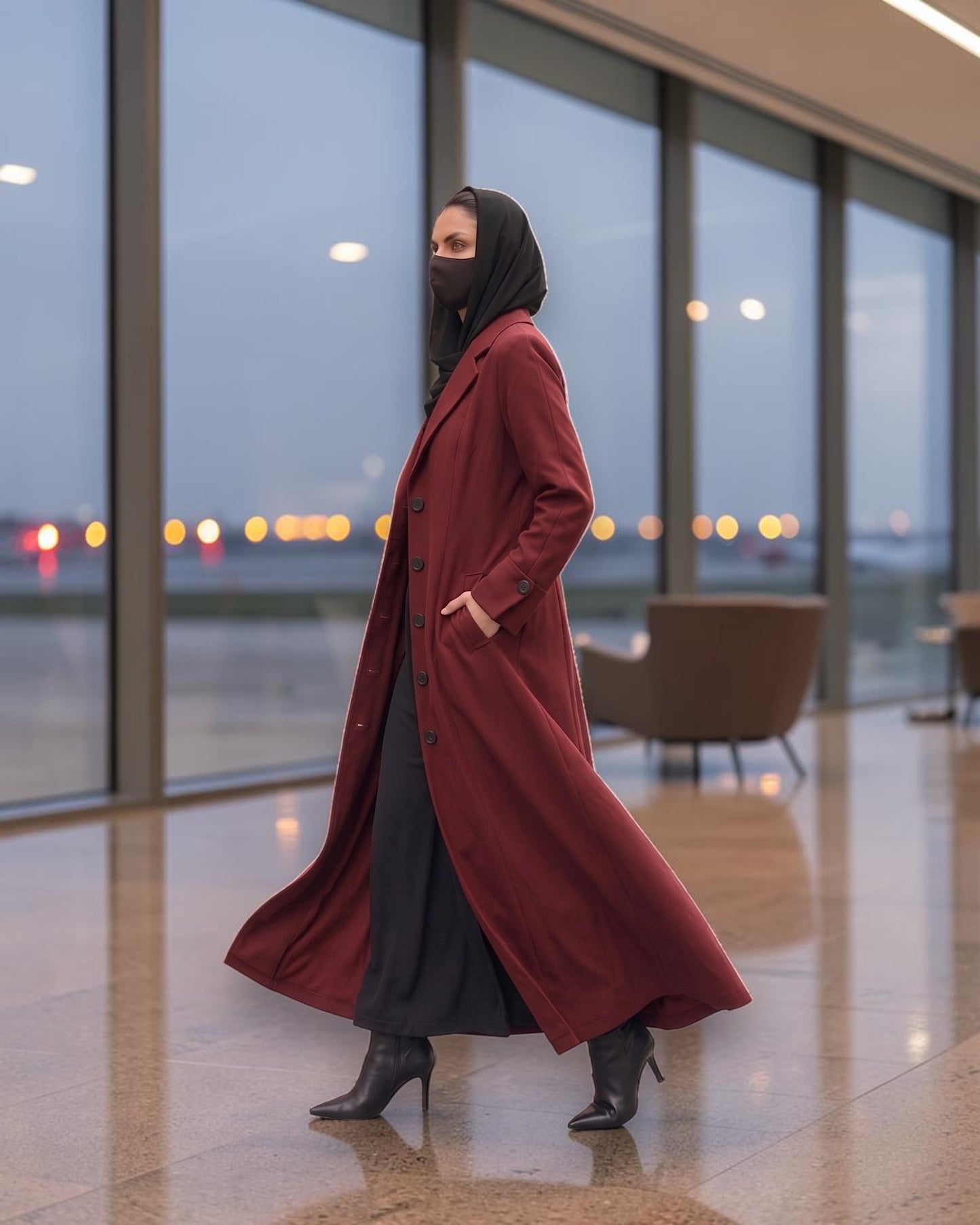 Long Coat Style Abaya without Lining | Free Matching Hijab