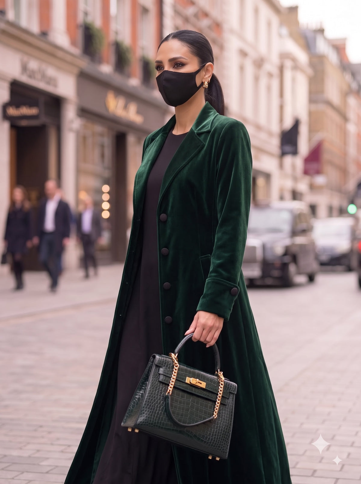 Tailored Velvet Coat Abaya with Lapel Collar