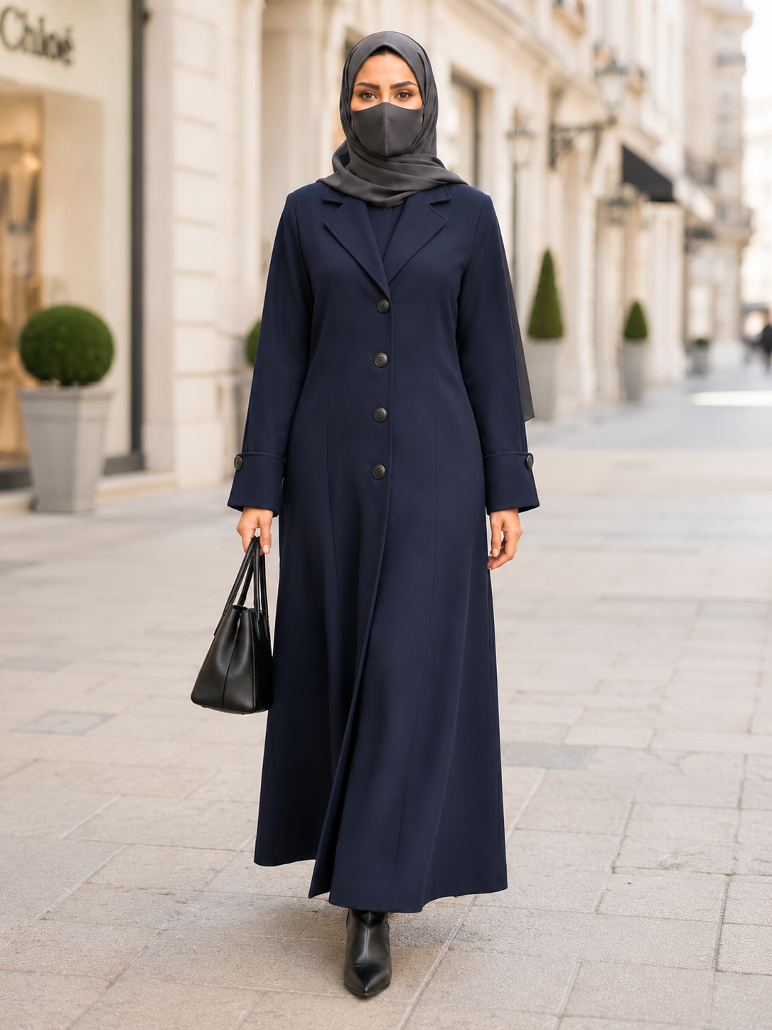 Premium Abaya style Coat without Lining | Free Matching Hijab