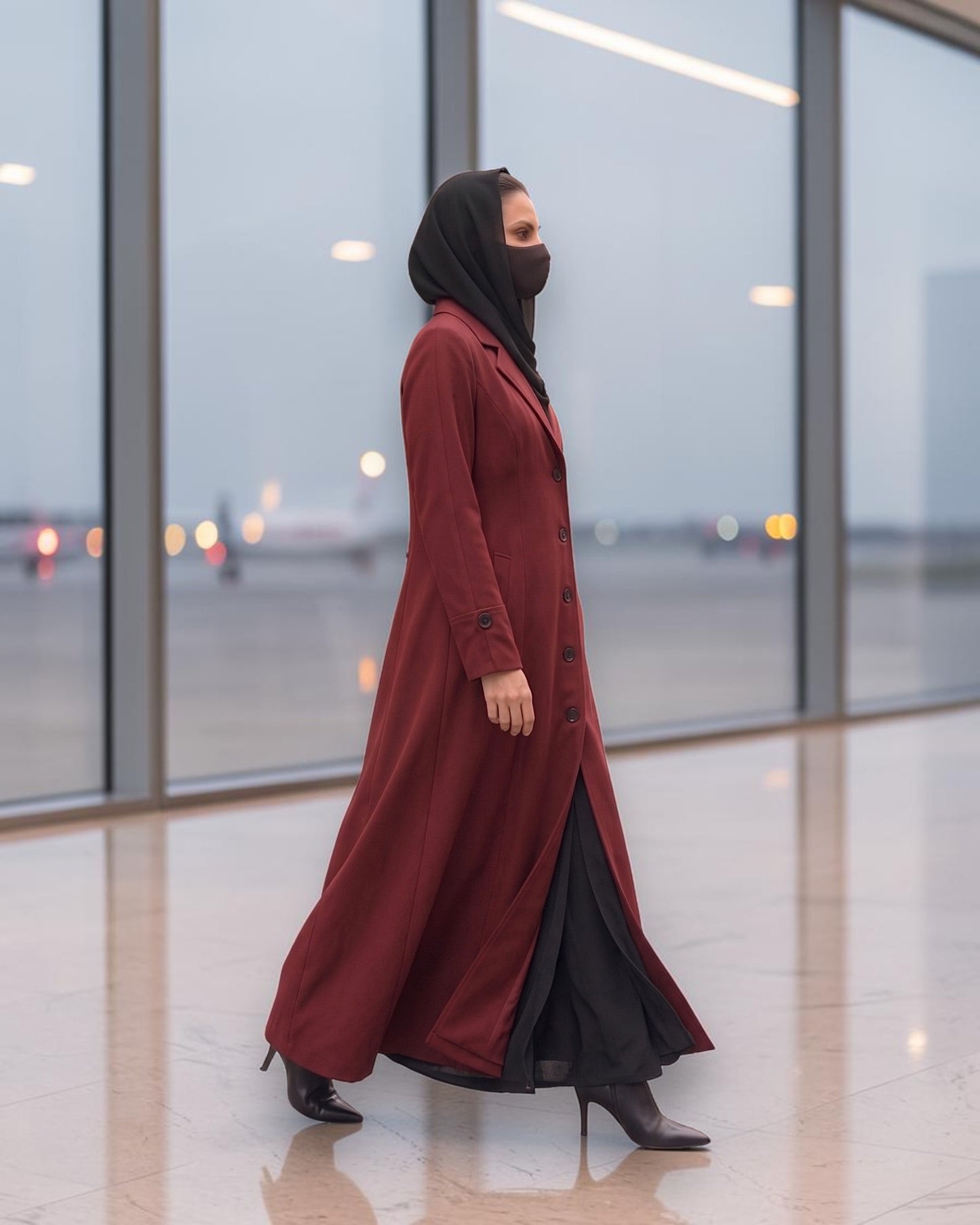 Long Coat Style Abaya without Lining | Free Matching Hijab