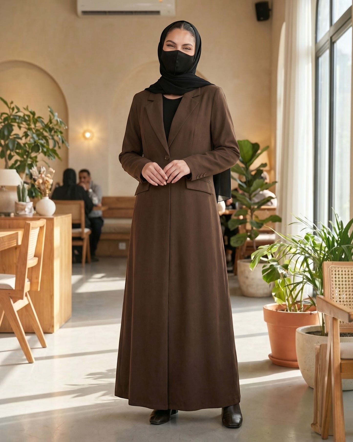 Trendy Mahram-Coat like Abaya in Flow Crepe Fabric