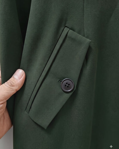 Executive Abaya Coat with Structured Shoulders (Hunter Green)