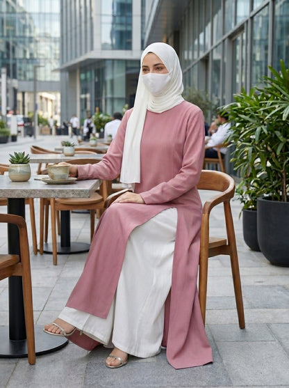 3 Pcs Set |Modest Co-Ord Set with Long Slit Top