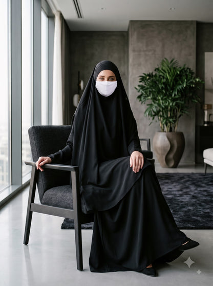 Abaya Khimar Set with Adjustable Tie-Back Face Cover