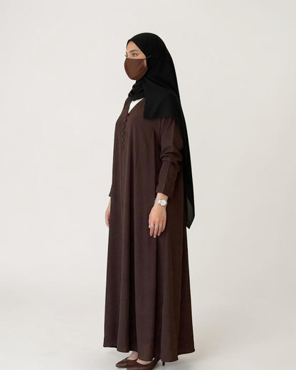 Mahram Brown Daily Wear Abaya with V Neck