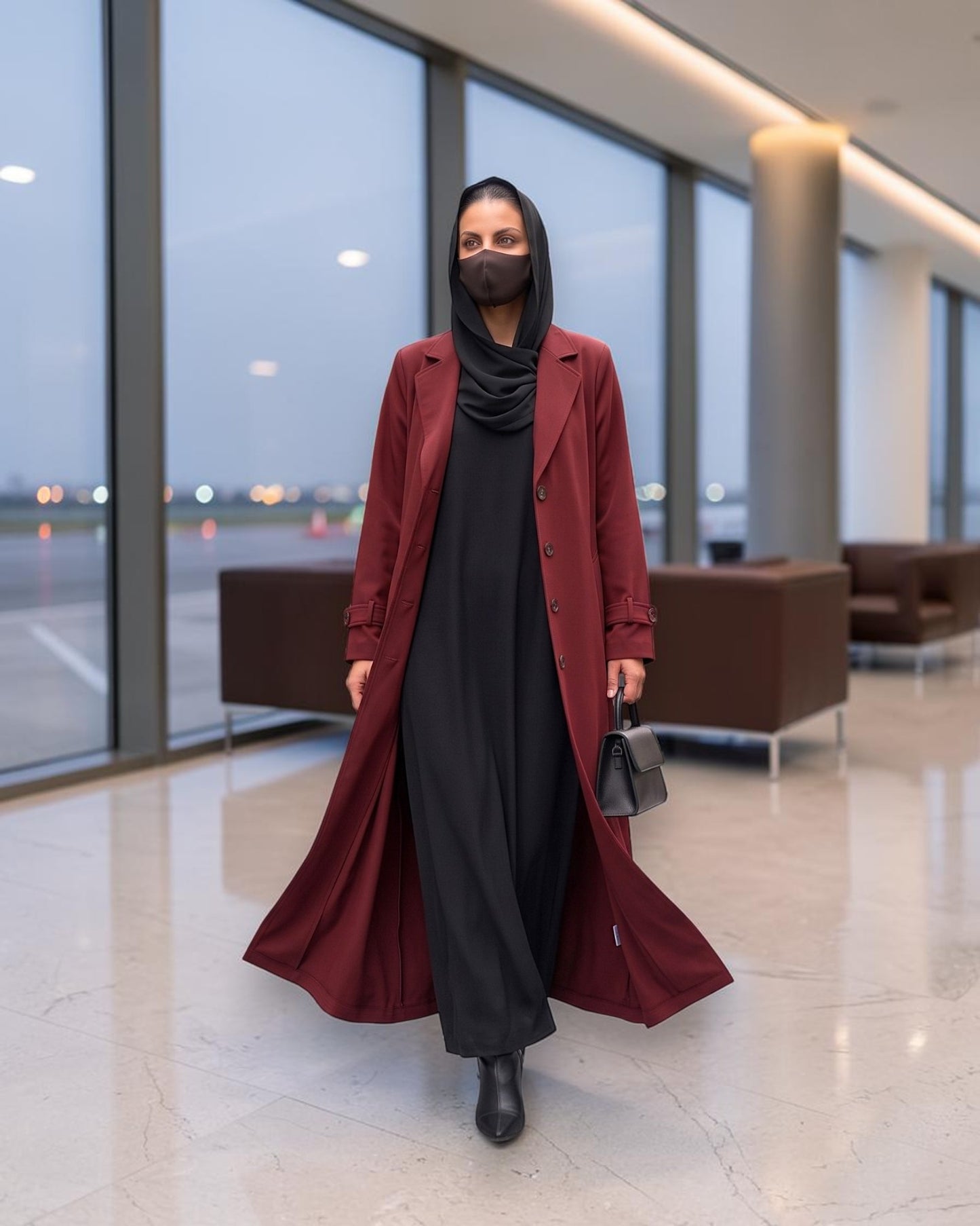 Long Coat Style Abaya without Lining | Free Matching Hijab