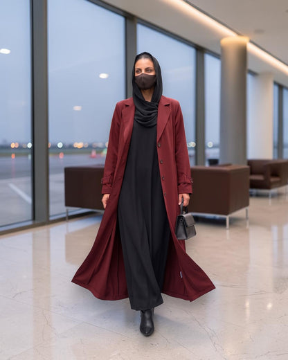 Long Coat Style Abaya without Lining | Free Matching Hijab