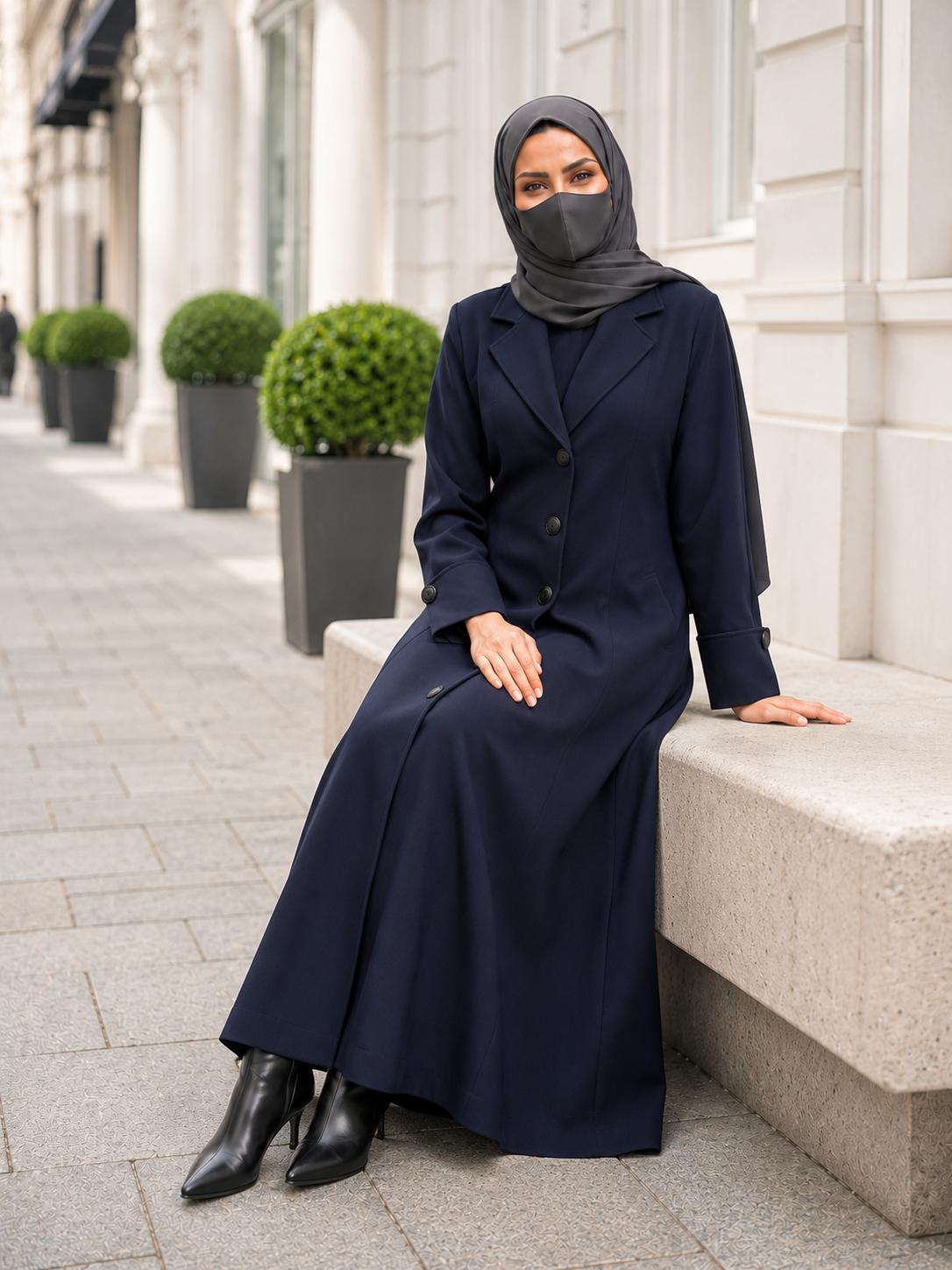 Premium Abaya style Coat without Lining | Free Matching Hijab
