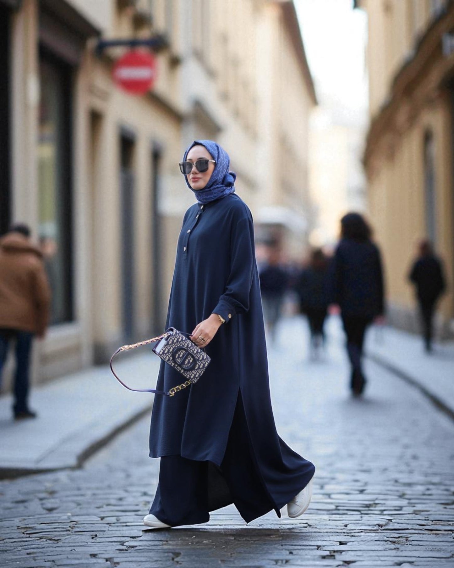 Co-ord Abaya Set for Women Ð Firdaus Fabric with Wide Palazzo & Tunic