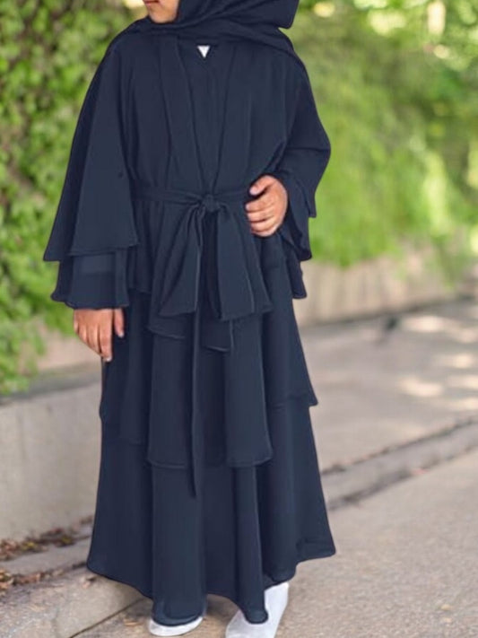 Elegant Front-Open Georgette Abaya for Kids