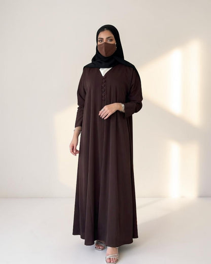Mahram Brown Daily Wear Abaya with V Neck