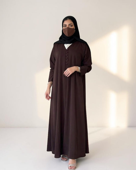 Mahram Brown Daily Wear Abaya with V Neck