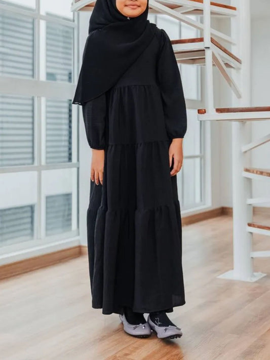 Layers of Grace: Multi-Layered Closed Abaya for Young Ones.