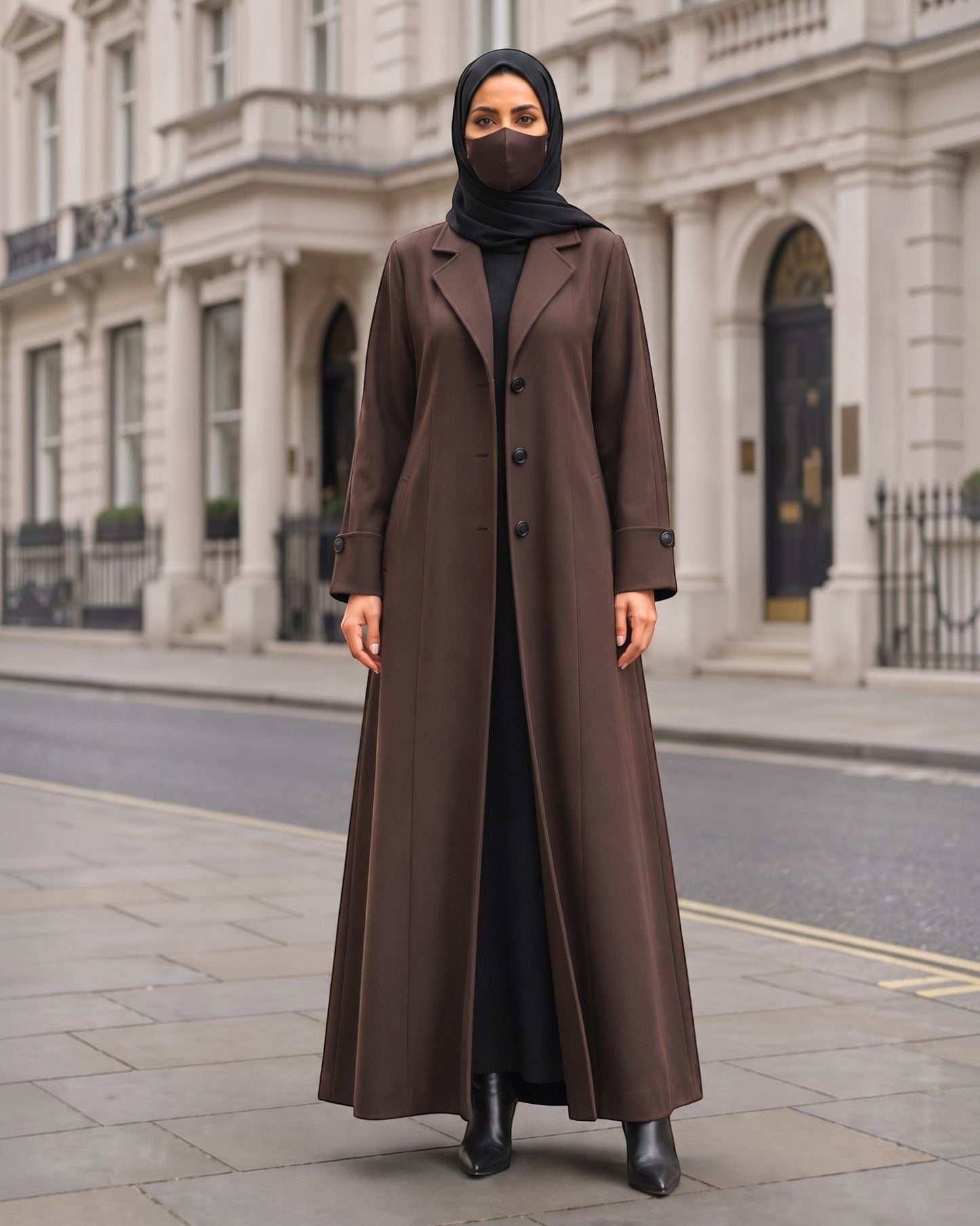 Premium Coat Style Abayas without Lining | Brown