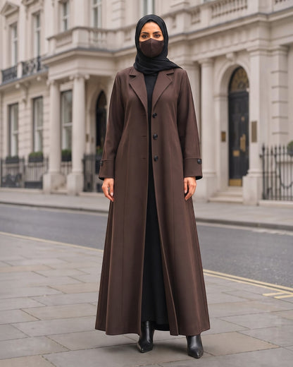 Premium Coat Style Abayas without Lining | Brown