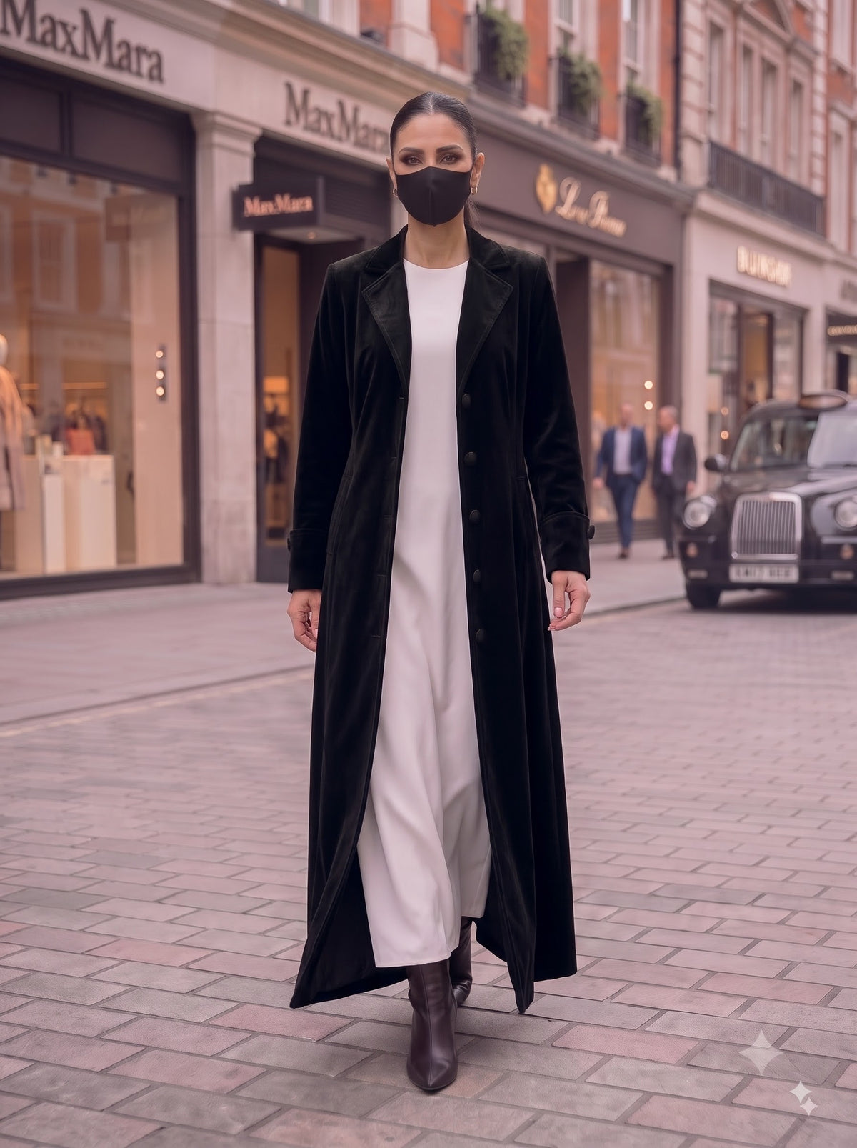 Tailored Long Velvet Abaya Coat