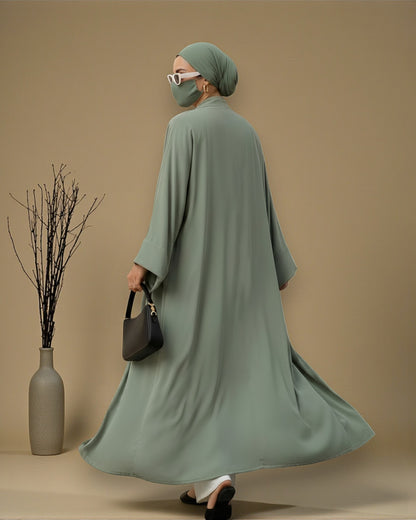 4-Piece Layered Co-Ord Set with Open Shrug & Hijab