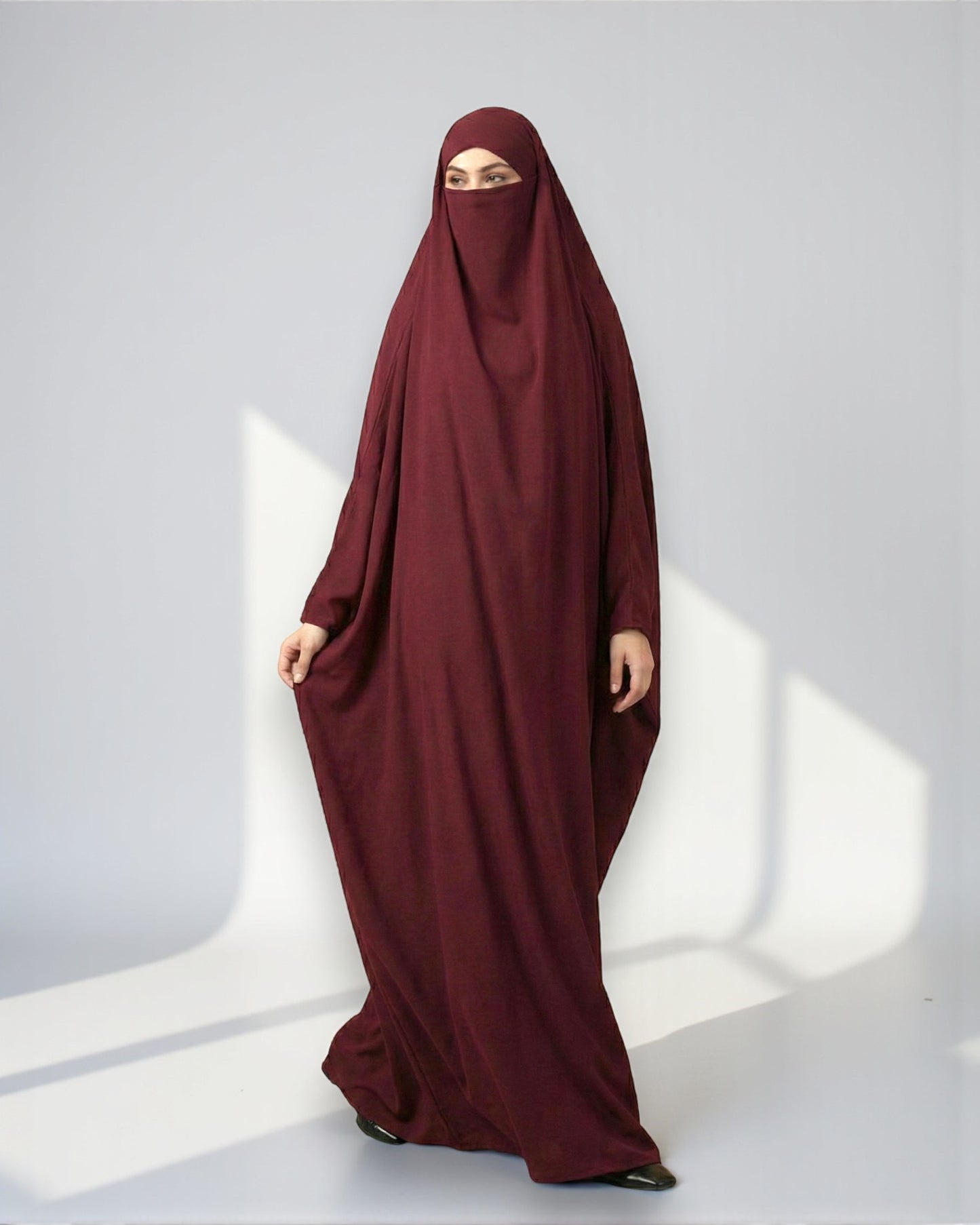 Full Length- Single Piece Jilbab With Adjustable Mouthpiece in Firdaus Fabric