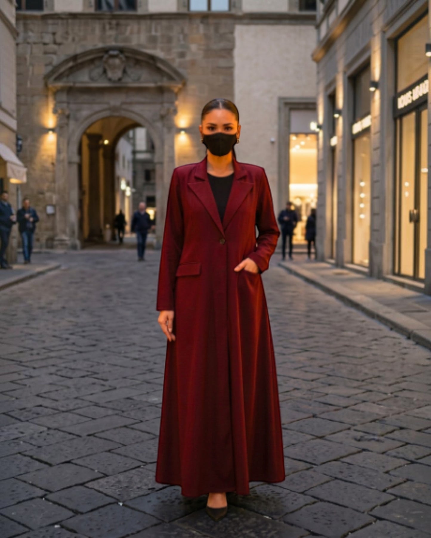 Trendy Mahram-Coat like Abaya in Flow Crepe Fabric