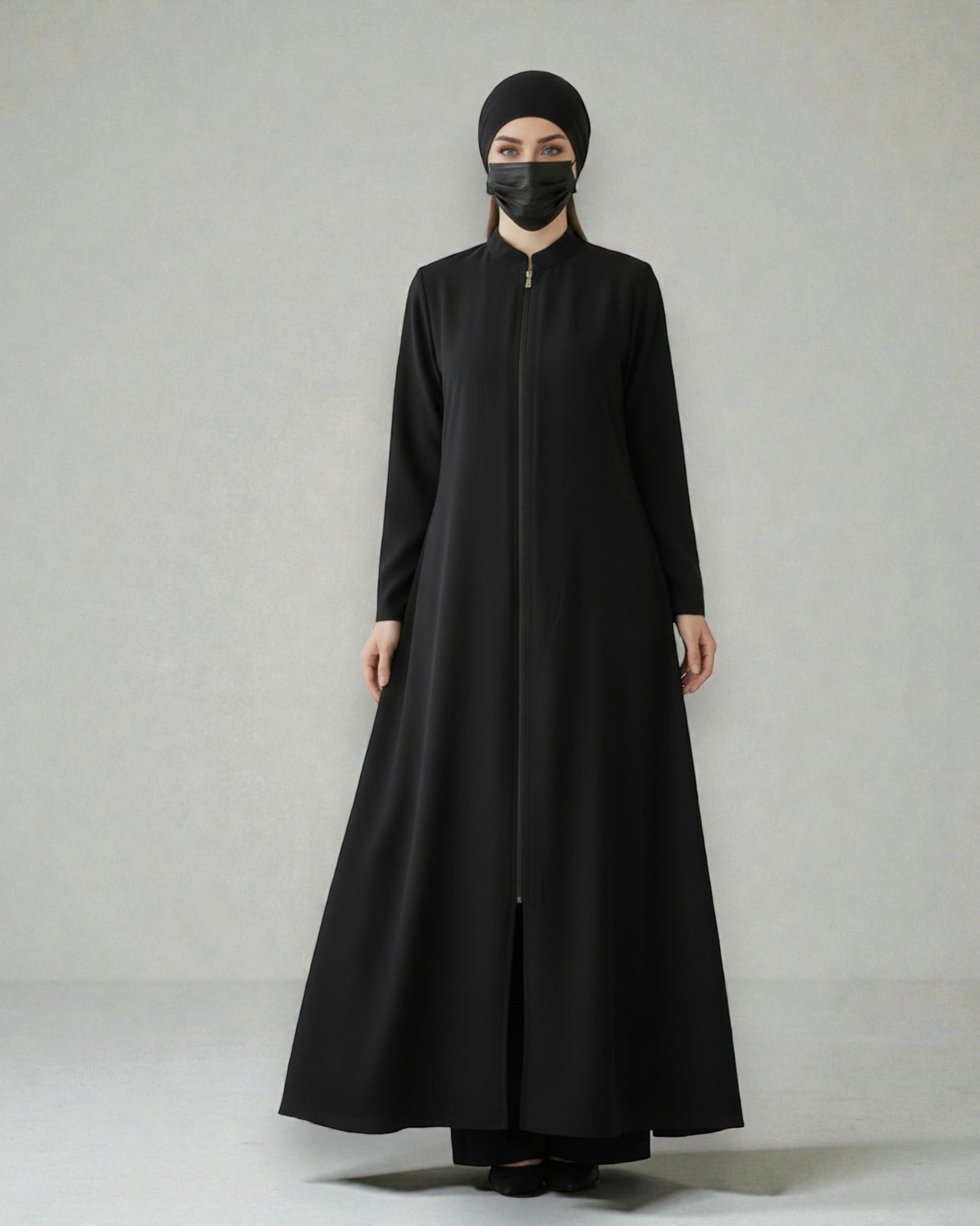Elegant Front Open Abaya in Premium Firdaus Fabric with Full Zipper
