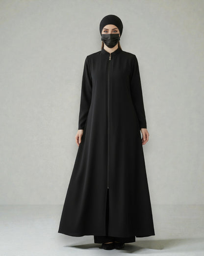 Elegant Front Open Abaya in Premium Firdaus Fabric with Full Zipper